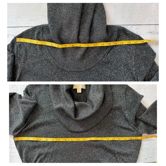 MICHAEL Michael Kors Metalic Black & Silver Cowl Neck Women’s Sweater Size XL - Picture 7 of 12